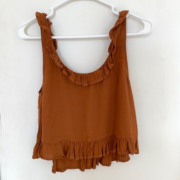Cognac Two Piece Ruffle Tank/Short Set - Picture 4 of 7